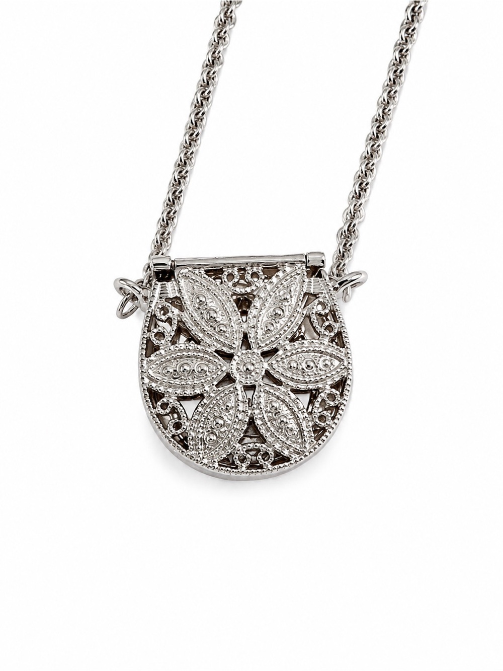 EKQ Hidden Watch Purse Pendant Necklace Silver Tone Working Quartz - Picture 3 of 9